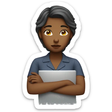 Girl tired at work sticker