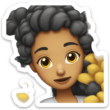 Chica de pelo negro durmiendo  sticker