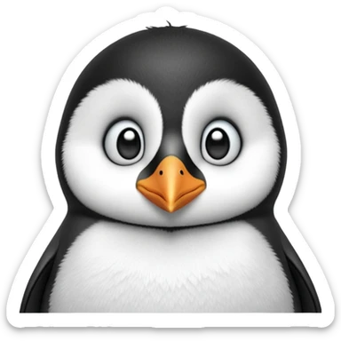 cinematic-noble-baby-penguin-portrait-emoji,-poised-with-an-air-of-innocent-regality,-featuring-soft,-downy-feathers-in-crisp-black-and-white-and-wide,-soulful-eyes,-simplified-yet-sharp-and-sophisticated-features,-highly-detailed,-glow (4) sticker