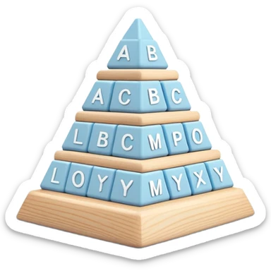 pastel blue alphabet blocks for children stacked in a pyramid sticker