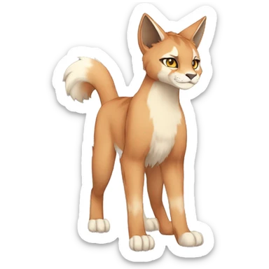 Anthro Beige-Orange-Brown Fur-Sona-Fakemon Lynx-Caracal Full Body sticker