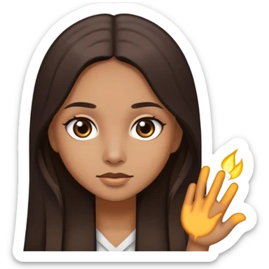 girl with light brown skin, dark eyes and dark straight long hair sticker