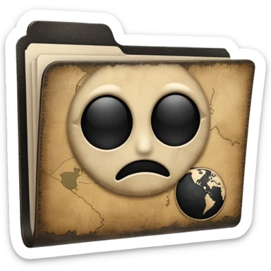 folder with black papers, no eyes or face, just the mapp sticker