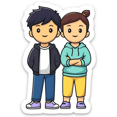 Asian male and white female sticker