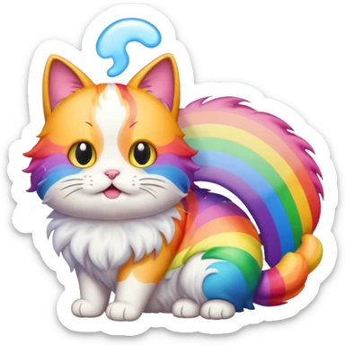 Cat farting rainbows sticker