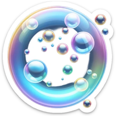 bubble foam object icon, floating soap bubbles, shiny transparent, 3D cartoon, soft shadow, mobile game icon style, centered, clean background, no text, no watermark
 sticker