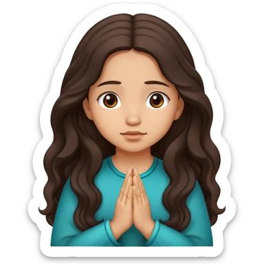 Mexican girl with long wavy hair praying  sticker