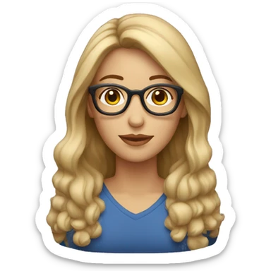 mujer mediana edad cabello rubio y lentes sticker