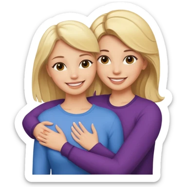 Blondynka przytulająca się do brunetki sticker
