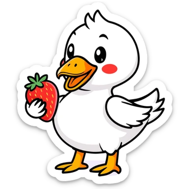 duck with strawberry sticker
