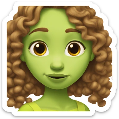 Shrek kissing white girl with curly brown hair sticker