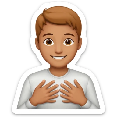 Persona mano al pecho sonriendo sticker