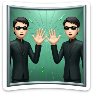 Matrix scene when neo touched the mirror  sticker
