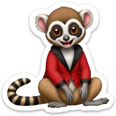 laughing lemur in red and black clothes sticker