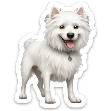 Crusty full body fluffy white dog ugly rat dog  sticker
