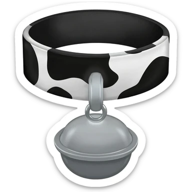 plain cowbell on a collar with cow black and white pattern sticker