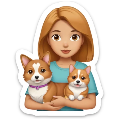 The girl is holding a Devon cat and a Corgi sticker