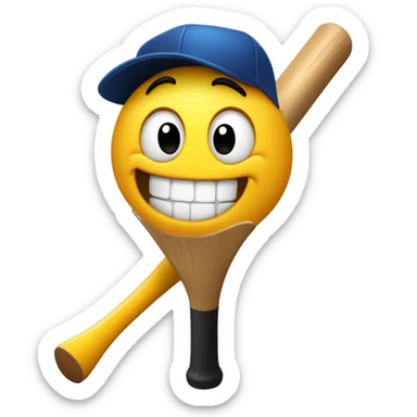 Winking emoji baseball bat but he’s happy about it sticker