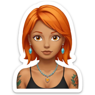 Tattooed woman with orange hair sticker