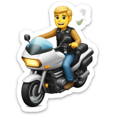 hombre montado en moto de agua y billetes sticker