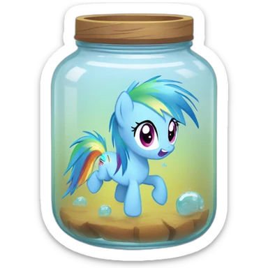 Rainbow dash scared in jar with with water sticker