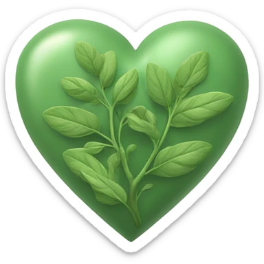 Sage green heart with leaves sprouting from it sticker