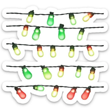 A string of green and red fairy lights  sticker