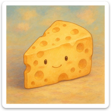 cheese wedge in Ghibli animation style sticker
