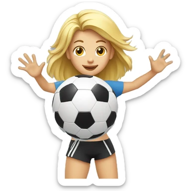 blond woman spinning a soccer ball on her hands sticker
