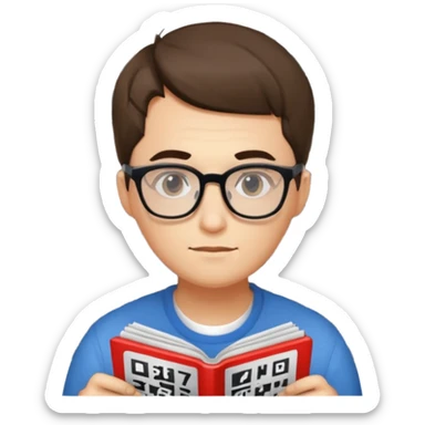 Person cheating on crossword puzzle sticker