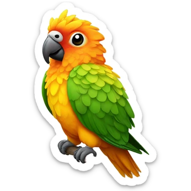 Sun conure bird with a bow on top of its head sticker