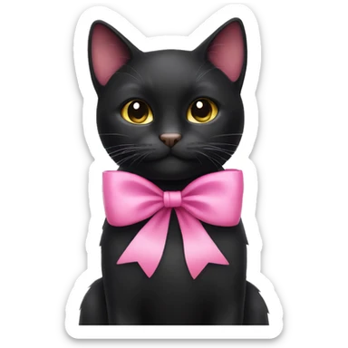 Black cat with pink bow sticker