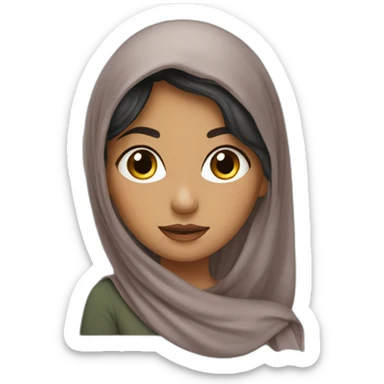 A Saudi girl with a hair scarf showing some of her dark hair sticker