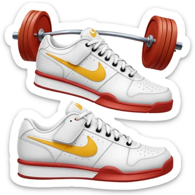 nike white low top tennis shoe weight lifting gum bottom sticker