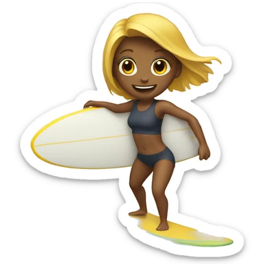 girl surfing sticker