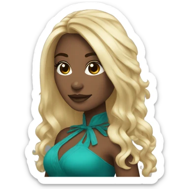 Una chica blanca de cabello negro y las puntas turquesa  sticker