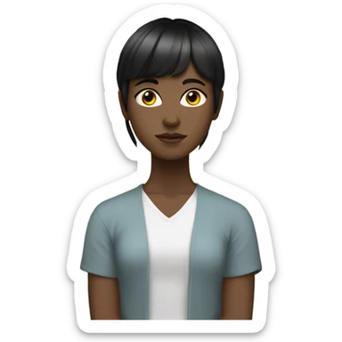 White teen girl with black hair and bangs meditating sticker