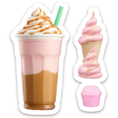 Soft pink Frappuccino caramel drizzle  with caramel creamer    sticker
