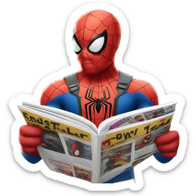 Spider-Man reading a magazine sticker