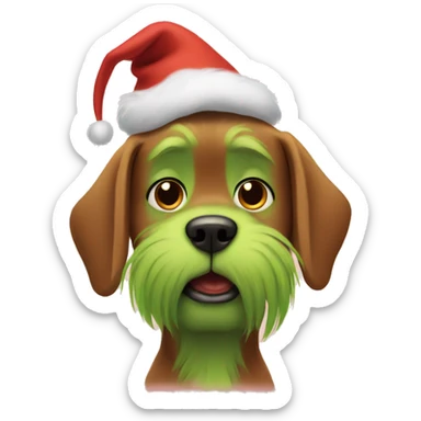 Dog with a grinch face sticker