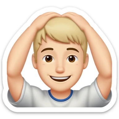 Guy getting embarrassed, smiling and scratching the back of his head sticker