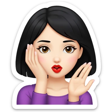 Chica con pelo negro tirando un beso  sticker