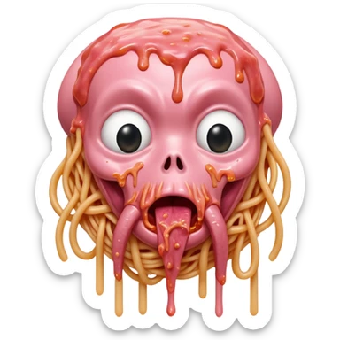  SPAM meat melted pink dripping sauce spaghetti alien portrait sticker
