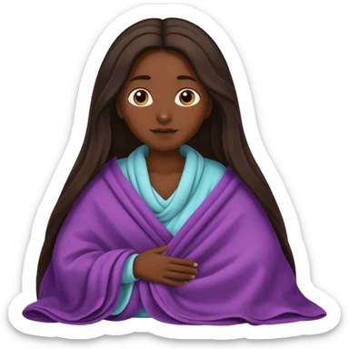 dark skin long haired woman with tucked blanket sticker