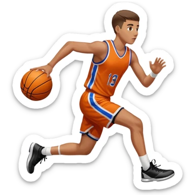 Basketball player running and dribbling the ball, sideways sticker