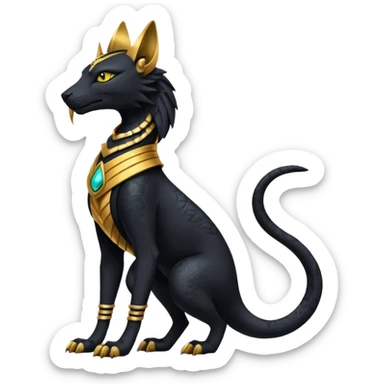 Black Dark Furry Fluffy Modern Futuristic Cyber-Salandit-Bastet-Anubis-fusion full body sticker