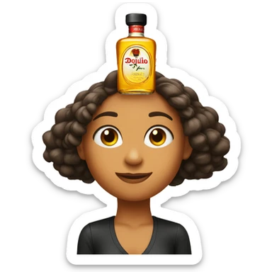 Girl holding Don Julio on top of head sticker