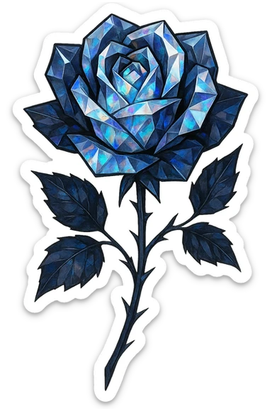 goth Opal crystal rose flower, remove background sticker