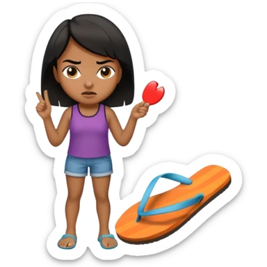 Una chica morena🙎🏽‍♀️enojada con una chancla en la mano sticker