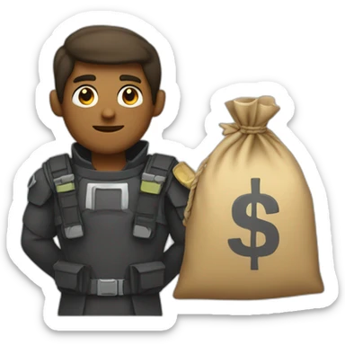 a hero hold A bag of money sticker